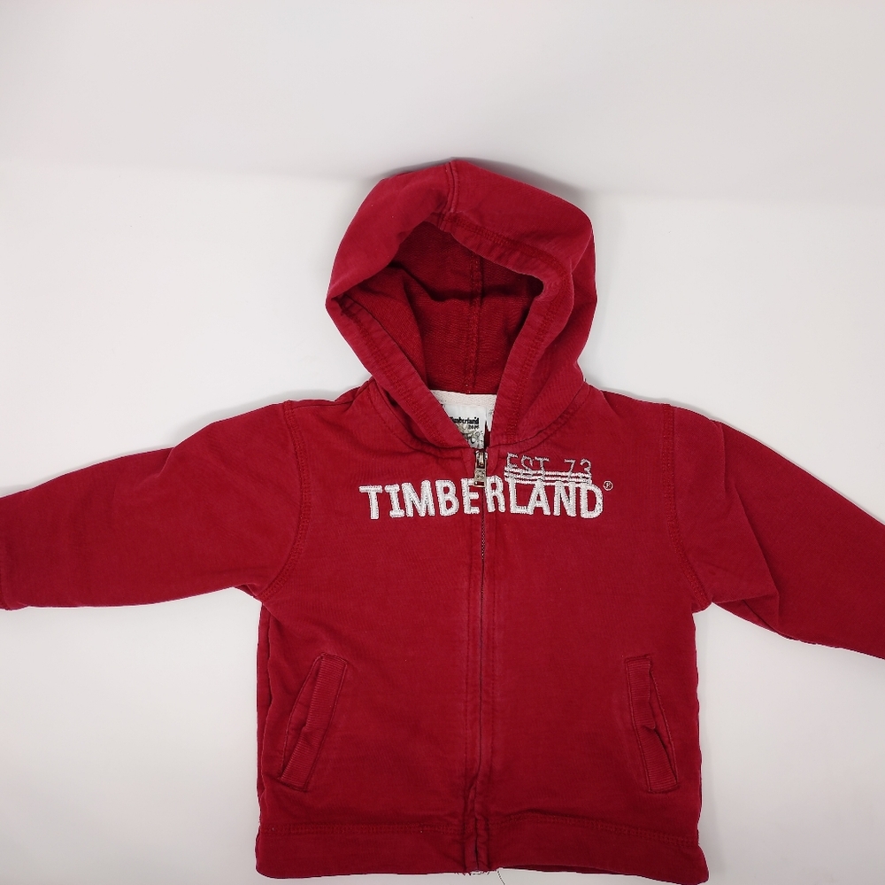 Toddler Red Timberland Zip Up Hoodie Jacket Size 24 Months